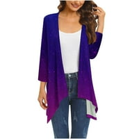 Работни блузи за женски бутон Sleeve Cardigan Cocktail & Party Solid Women's Cardigans Purple S