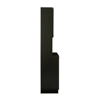 Аукфа 70.87 висок гардероб - кухненски шкаф за съхранение с врати и отворен рафт - Черен