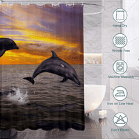 Морски крайбрежен водоустойчив плат за душ завеси плаж морски тематичен декоративна завеса за баня за декор на банята с куки, 72