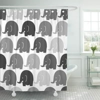 Черни абстрактни сиви слонове върху бял очарователна завеса за баня за баня