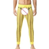 Мъжки изрези панталони удобни салони ежедневни меки джобове спокойна мода уютни ежедневни панталони със солидна цветна еластична талия с пълна дължина панталони жълти l