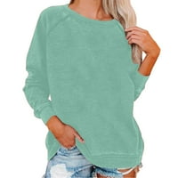 Hfolob sweatshirt за жени без качулка пуловер суичър спорт небрежен топ многоцветен хлабав болезнен монтаж