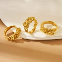 Златни пръстени за жени 14k злато пълна лента за пръстени Изявление Пръстен Пътен бижута Подарък за тийнейджърки Комфортно годни размери до 8