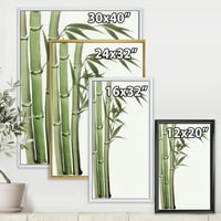 Дизайнарт' детайл от тъмнозелен бамбук и листа Ив ' традиционна рамка платно за стена арт принт