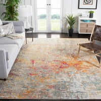 Madison Kebo Vintage Abstract Area Rug, Grey Turquoise, 9 '12'