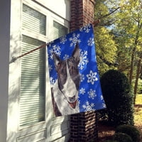 Съкровищата на Каролайн SC9603-Flag-Parent Bull Terrier Blue Snowflake Winter Flag, Multicolor