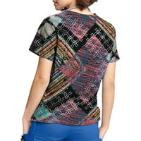 Ханас върхове плюс размер отпечатани скраб работещи униформени върхове за жени с тениски тениски с къс ръкав с джобове с многоцветни m