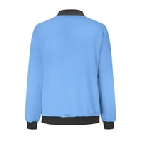 Jyeity office одобрено отпечатано джобно яке с палто с цип за жени светло синьо размери s