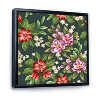 Дизайнарт 'Реколта червени и розови диви цветя и' традиционна рамка платно стена арт принт