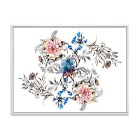 Дизайнарт' розови и сини диви цветя ' традиционна рамка платно стена арт принт