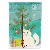 Каролини съкровища В4413ЧФ турски Ангора котка Весела Коледа дърво знаме платно къща размер голям, Многоцветен