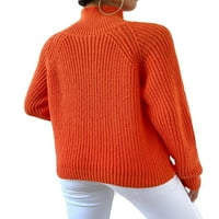 Поставете пуловери с дълъг ръкав на оранжеви жени в небрежни равнини на женски пуловери