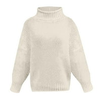 Женски случайни твърди о-хитрости върхове плетене на дълги ръкави пуловер пуловер Небрежен удобен тънък прилепнал джъмперни върхове