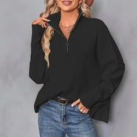 fvwitlyh изрязани пуловери за женски памучен шейкър шейкър дълбок пуловер с V-образно деколте