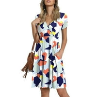 Плюс размер рокля за жени Business Mini V-Neck с къс ръкав есенно военноморски рокли 2xl
