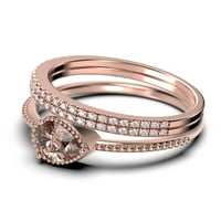 2. Карат круша нарязана морганит и диамантен моасанит класически годежен пръстен, модерен сватбен пръстен в стерлинги със сребро с 18K розово злато