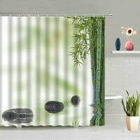 Каменна зелена бамбукова завеса за душ Цветя течаща вода живописна 3d печат баня екран декор стена висящи завеси за дома