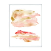 Дизайнарт 'абстрактни облаци в розово злато бежово и червено' модерна рамка платно стена арт принт