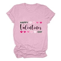 Спестявания Ден на Свети Валентин ризи за жени кръг врата Пуловер Валентин графичен печат върхове двойки Мода суитчър с къс ръкав тениска дамски уютна класическа блуза розов л