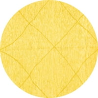 Ahgly Company Machine Pashable Indoor Round Solid Yellow Modern Area Cugs, 8 'Round