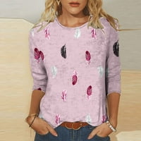 Дасайо ръкави туника Топ за жени флорален печат блуза Тениски Екипажа врата летен пуловер