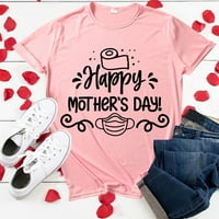 uublik момиче мама жени летни върхове Писмо печат O-neck с късо ръкав горна риза за Деня на майката