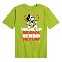Disney - Събудете се, бъдете готини, бъдете мили, повтаряйте - младежки графична тениска с къс ръкав
