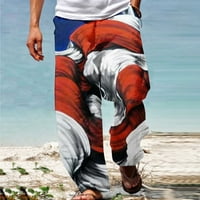 Lhked мъже Лятна ежедневна мода Хавайски стил 3D печат Еластична талия Прави панталони на открито леки спортни суитчани