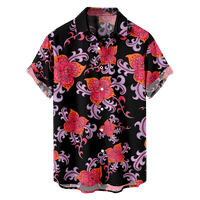 Мъжки хавайски печат с къс ръкав риза, племенна печат на Пейсли удобни улични дрехи Небрежни върхове Основни модни реколта Unise Casual Button Button Up Vintage Hawaiian ризи