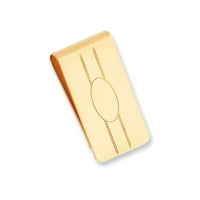 Злато-поставен гравируем овален център Slim Business Credit Card Card Clip Паричен клип