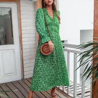Дадария женски рокли за жени ежедневни v Врат флорален дълъг ръкав ръкав дълъг зелен XS, женски