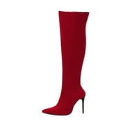 Avamo Ladies Slip устойчиви зимни обувки Висока рокля Леки високи токчета Червено 8.5