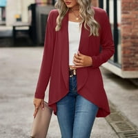 Палта за жени с дълги ръкави дрехи от $ Fashion Women's дълъг ръкав твърд цвят Loose Cardigan Top Knit Jacket S-6XL