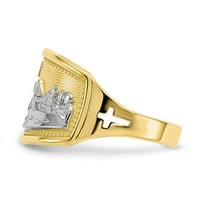 10K Двутонен златен пръстен тематична и рожиева дама Последна вечеря, размер 5