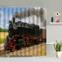 Ретро пара локомотивен душ завеса винтидж влак Не небе живописно 3D печат водоустойчив стена за баня стена висящи завеси комплект домашен декор