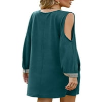 Sanviglor дами кратки мини рокли v тениска на тениската рокля студено рамо ежедневно празник тъмно зелено m