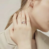 Комплект циркон розов златен пръстен за жени Модни бижута Популярни аксесоари празничен подарък за съпруги пръстени розово злато
