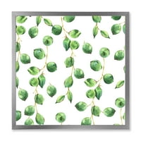 Дизайнарт 'Тропически Зелени Листа Патерн На Бяло' Тропическа Рамка Арт Принт