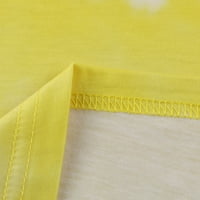 Летни рокли за жени с къс ръкав отпечатани ежедневни дължини на коляното a-line дата с v-образно деколте жълт xxl