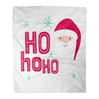 Хвърлете одеяло цветно ярко весело Коледа сладка Дядо Коледа и Ho Word Red Cartoon Топло фланелно меко одеяло за диван диван легло