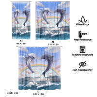 Мода океан делфин синьо Водоустойчив Полиестерен плат баня душ завеси Комплект за баня