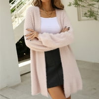 Пуловери за жени модерни модерни годни пуловер Кардиган Ваканционен екипаж на врата Есен пуловер Розов L