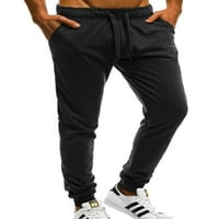 Grianlook Men Небрежни панталони за крак с висока еластична талия за теглене на салони спортен спорт плътни цветни суитчъри черни 2xl