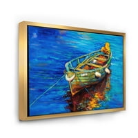 Лодки по време на топъл Залез почивка на водата Ив рамка живопис платно Арт Принт