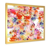 Диви цветя и живи диви пролетни листа в рамка живопис платно изкуство печат