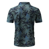 Мъже ризи Лятна модна риза за свободното време морски плаж хавайски късо ръкав тропическа ваканция ваканция отпечатана риза Разхлабена топ блуза за работа