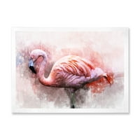 Дизайнарт 'Абстрактен портрет на розово фламинго в' Арт Принт в рамка