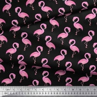 Soimoi Black Rayon Falch Flamingo Decor Decor Fabric Printed Yard Wide