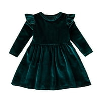 Entyinea малки деца рокля рокля с дълъг ръкав рокли за печат есен зимен тоалет зелено 110