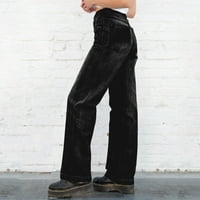 Жени модни високи талии Разхлабени ежедневни дънки с цип панталони Нова посока на панталони жени Жан пантало